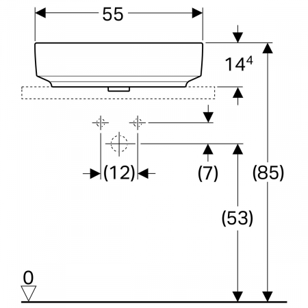 Lavoar baie pe blat alb 55 cm, oval, Geberit VariForm [2]