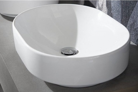 Lavoar baie pe blat alb 55 cm, oval, Geberit VariForm Eliptic [1]