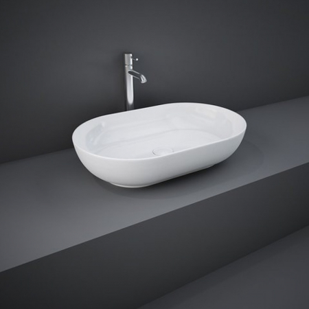 Lavoar baie pe blat alb lucios 55 cm, oval, Rak Feeling [1]
