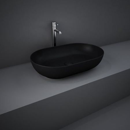 Lavoar baie pe blat negru mat 55 cm, oval, Rak Feeling [1]