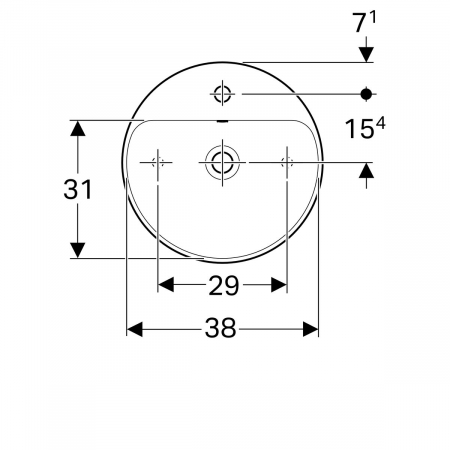 Lavoar baie pe blat alb 45 cm, rotund, Geberit VariForm [3]