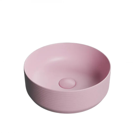 Lavoar baie pe blat, roz mat, rotund, linii 3D Foglia Line [1]