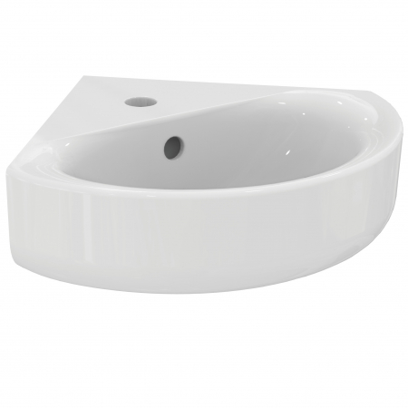 Lavoar baie pe colt alb 48 cm, orificiu baterie si preaplin, Ideal Standard Connect Space [0]