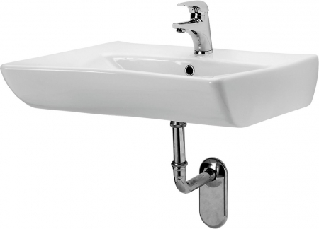 Lavoare baie persoane cu dizabilitati - Lavoar suspendat Cersanit Etiuda 66 cm, asimetric, alb