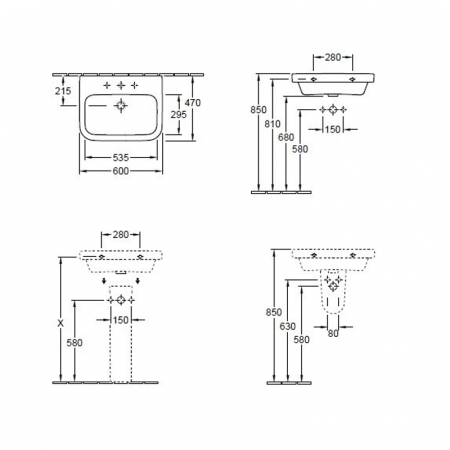 Lavoar baie suspendat alb 60 cm Villeroy & Boch Architectura [5]