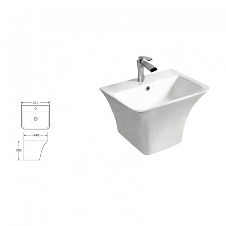 Lavoar baie suspendat Fluminia Menad New cu preaplin, 53 cm, alb lucios [1]