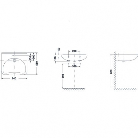 Lavoar suspendat alb 64 cm, cu set de fixare, Gala Blue 64 cm [2]