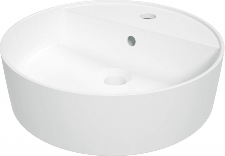 Lavoar ceramic, montare blat, cu gaura pentru baterie, 42x42 cm, alb, Deante Round