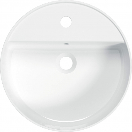 Lavoar ceramic, montare blat, cu gaura pentru baterie, 42x42 cm, alb, Deante Round [1]