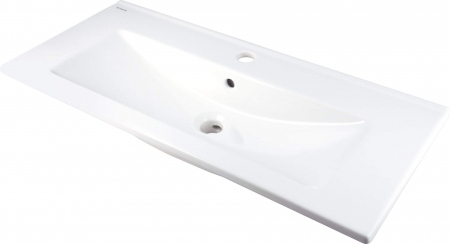 Lavoar baie incastrat, ceramic, cu gaura pentru baterie, 81.5x36 cm, alb Deante Tubo