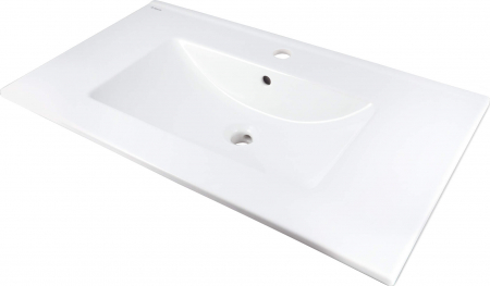 Lavoar baie incastrat, ceramic, cu gaura pentru baterie, 81.5x47 cm, alb Deante Tubo