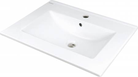 Lavoar baie incastrat, ceramic, cu gaura pentru baterie, 61.5x46,5 cm, alb, Deante Tubo