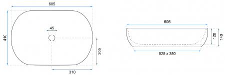Lavoar oval Rea CLEO, alb/neagru, ceramică lucioasă, 60,5 x 41 cm [5]