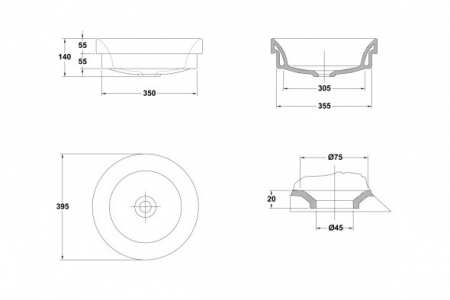 Lavoar pe blat alb 40 cm, rotund, Gala Circle [1]
