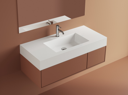 Chiuvete baie - Lavoar compozit 1010 x 460 mm incastrat sau suspendat, dreptunghiular, Foglia Cube
