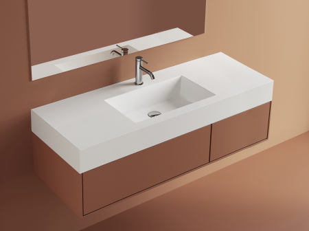 Chiuvete baie - Lavoar compozit 1210 x 460 mm incastrat sau suspendat, dreptunghiular, Foglia Cube