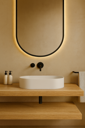 Lavoar compozit cu montare pe blat, 60x38 cm, alb mat, Foglia Terra [3]