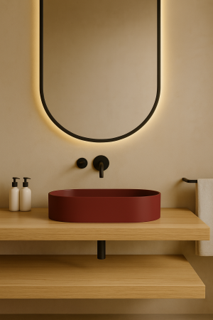 Lavoar compozit cu montare pe blat, 60x38 cm, burgundy mat, Foglia Terra [3]