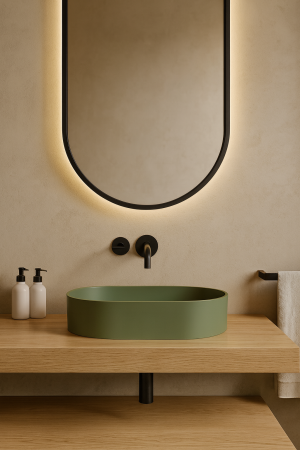 Lavoar compozit cu montare pe blat, 60x38 cm, verde mat, Foglia Evo [3]