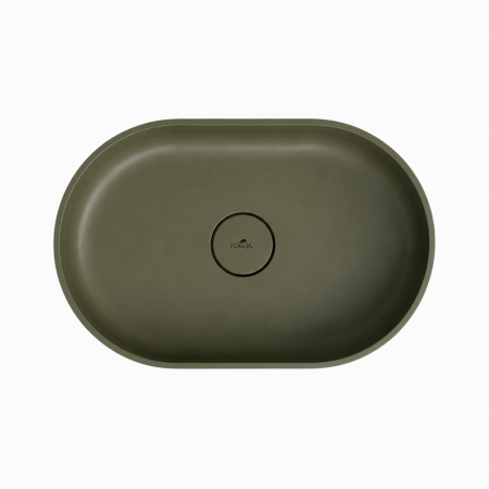 Lavoar compozit cu montare pe blat, 60x38 cm, verde mat, Foglia Terra [3]