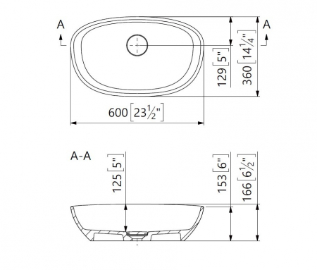 Lavoar compozit cu montare pe blat, 60x36 cm, alb lucios, Foglia Ondo Curve [4]