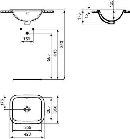 Lavoar incastrat alb 42 cm, dreptunghiular, Ideal Standard Connect [5]