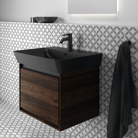 Lavoar suspendat negru mat 60 cm, orificiu baterie si cu preaplin, Ideal Standard Connect Air [7]