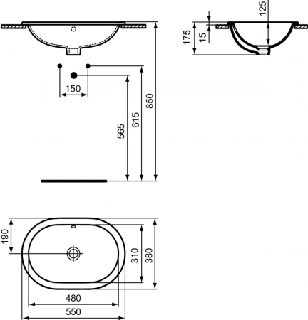 Lavoar incastrat alb 55 cm, oval, Ideal Standard Connect [1]