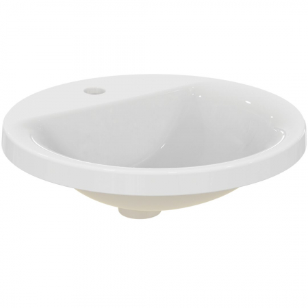 Chiuvete baie - Lavoar rotund, alb, 48 cm, montaj incastrat, cu preaplin,  Ideal standard Connect