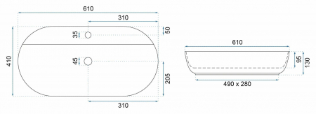 Lavoar pe blat, bej lucios, oval 61 cm, Rea Aura [5]