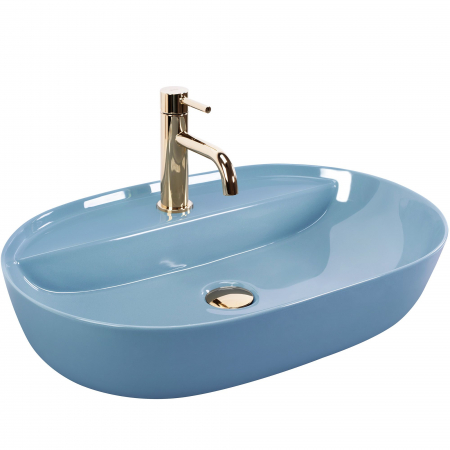 Chiuvete baie - Lavoar pe blat albastru lucios, oval 61 cm, Rea Aura