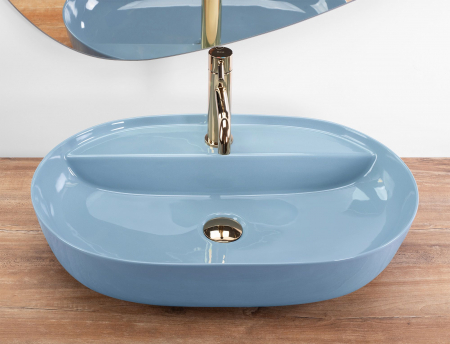 Lavoar pe blat albastru lucios, oval 61 cm, Rea Aura [2]