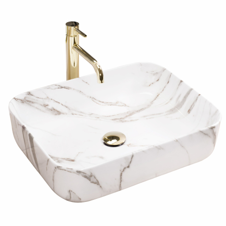 Lavoar cu montare pe blat 51x39 cm, imitatie piatra, finisaj lucios, Rea Demi [0]