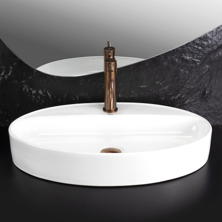 Lavoar cu montare pe blat 61 cm, alb lucios, oval, Rea Nastazja [2]