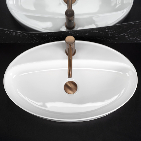 Lavoar cu montare pe blat 61 cm, alb lucios, oval, Rea Nastazja [3]