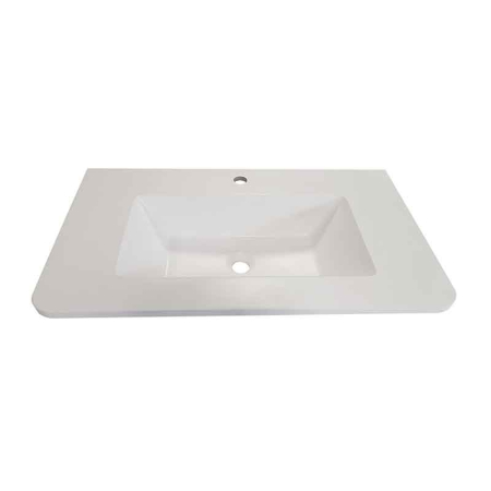 Lavoar din compozit 80 cm, colturi rotunjite, alb mat, Fluminia Pisa