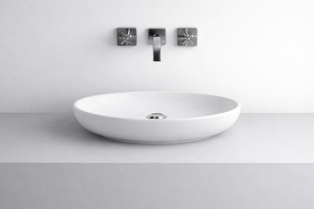 Chiuvete baie - Lavoar din compozit incastrat, 50 x 37 cm, alb lucios, dreptunghiular, Foglia Osanna