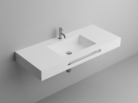Baie - Lavoar din compozit suspendat cu suport prosop, 120 x 50 cm, alb, Foglia Port O