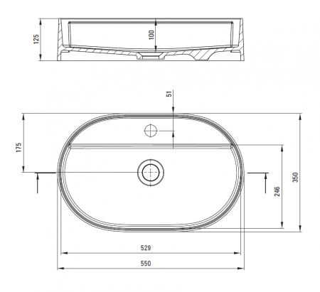Lavoar baie pe blat, antracit metalic, 55 cm, oval, Deante Silia [2]