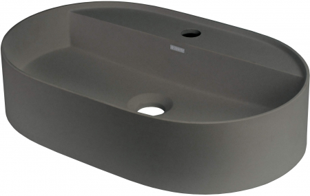 Lavoare din compozit - Lavoar baie pe blat, antracit metalic, 55 cm, oval, Deante Silia