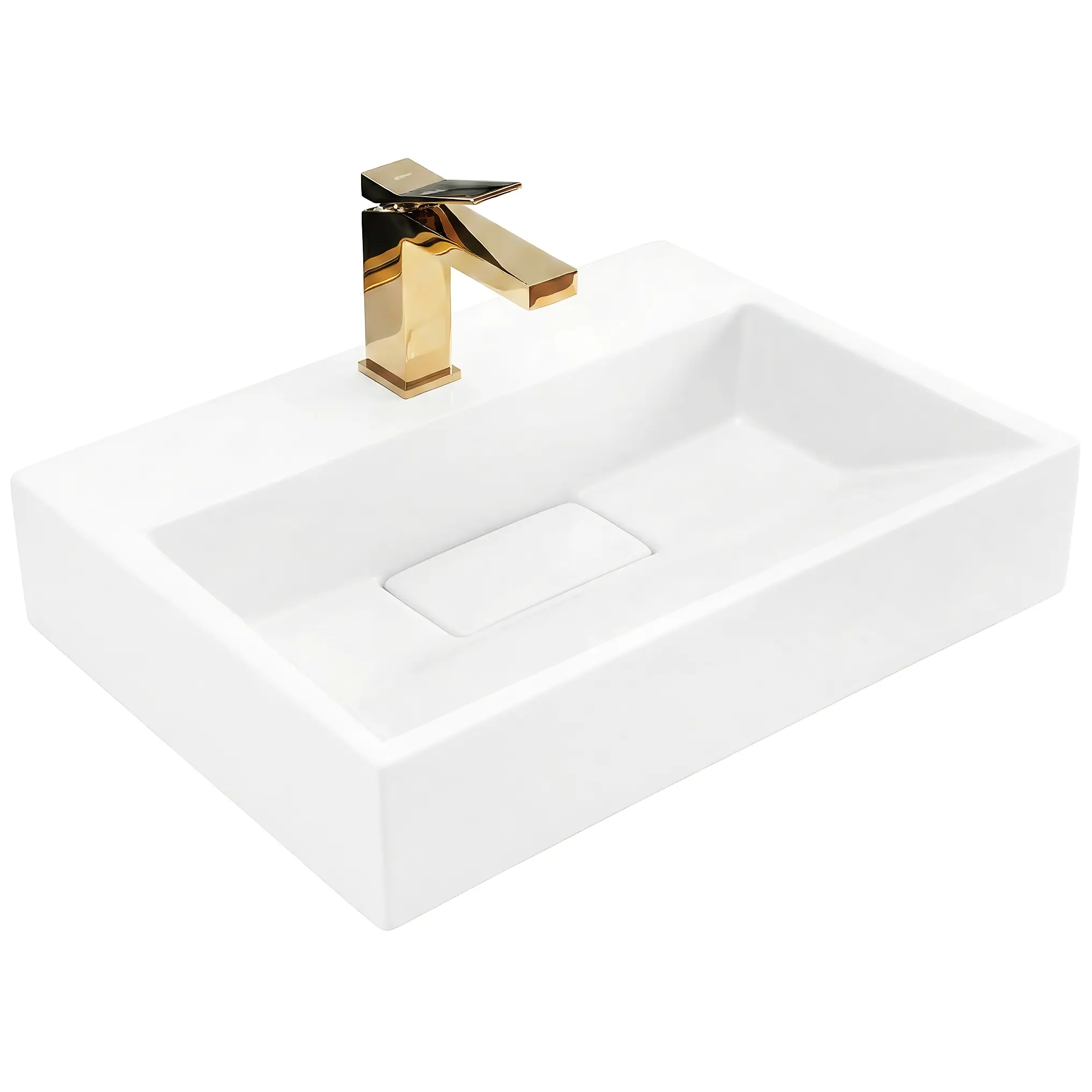 Lavoare baie pe blat - Lavoar dreptunghiular Rea Goya, conglomerat alb mat, 50 x 37 cm