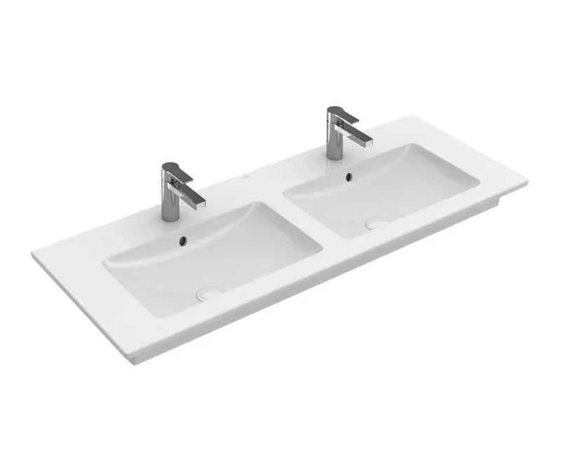 Obiecte sanitare - Lavoar dublu pentru mobilier 130x50 cm, cu preaplin, alb alpin, Villeroy & Boch Venticello