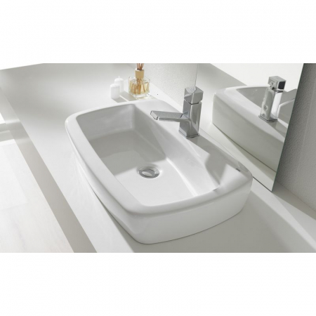 Lavoar pe blat alb 60 cm, cu orificiu baterie, Gala Eos [1]