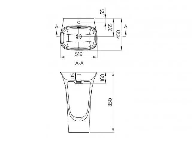 Lavoar freestanding, alb, din compozit, 85 cm, Cast Marble Paglia [1]