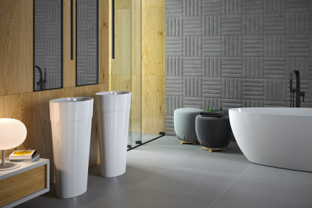 Lavoar freestanding alb 46 cm din compozit mineral DuraBe, Besco Uniqa [3]