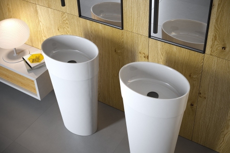 Lavoar freestanding alb 46 cm din compozit mineral DuraBe, Besco Uniqa [2]