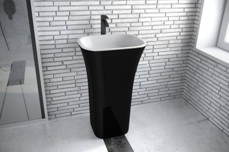 Lavoar freestanding negru/alb 52 cm din compozit mineral DuraBe, Besco Black&White [2]