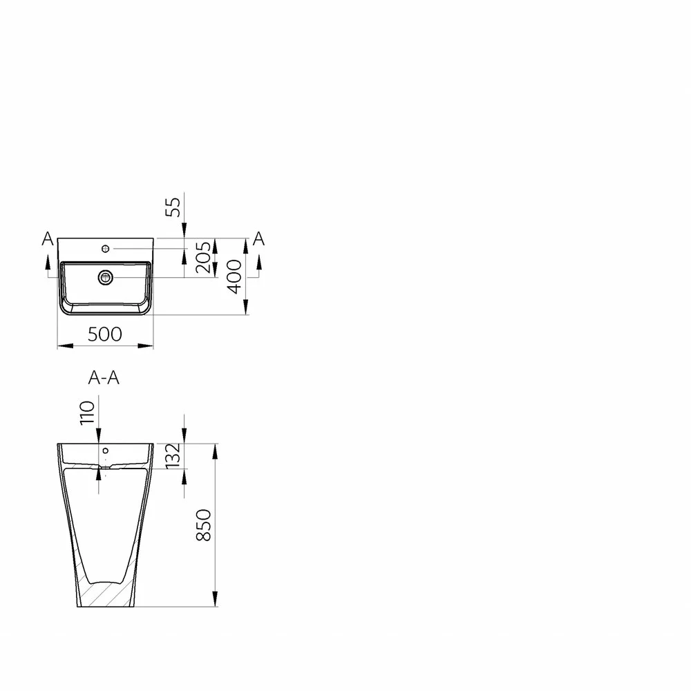 Lavoar freestanding, din compozit, 50x40x85 cm, alb lucios,  Marmite Freya [1]
