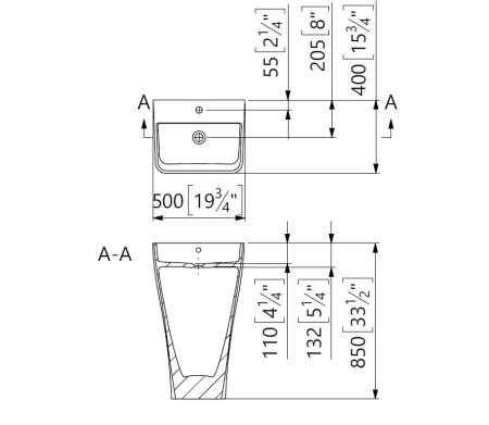Lavoar freestanding din compozit, negru cu alb, dreptunghiular, Foglia Lea [2]