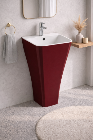 Lavoar freestanding din compozit, burgundy cu alb, dreptunghiular, Foglia Lea [1]